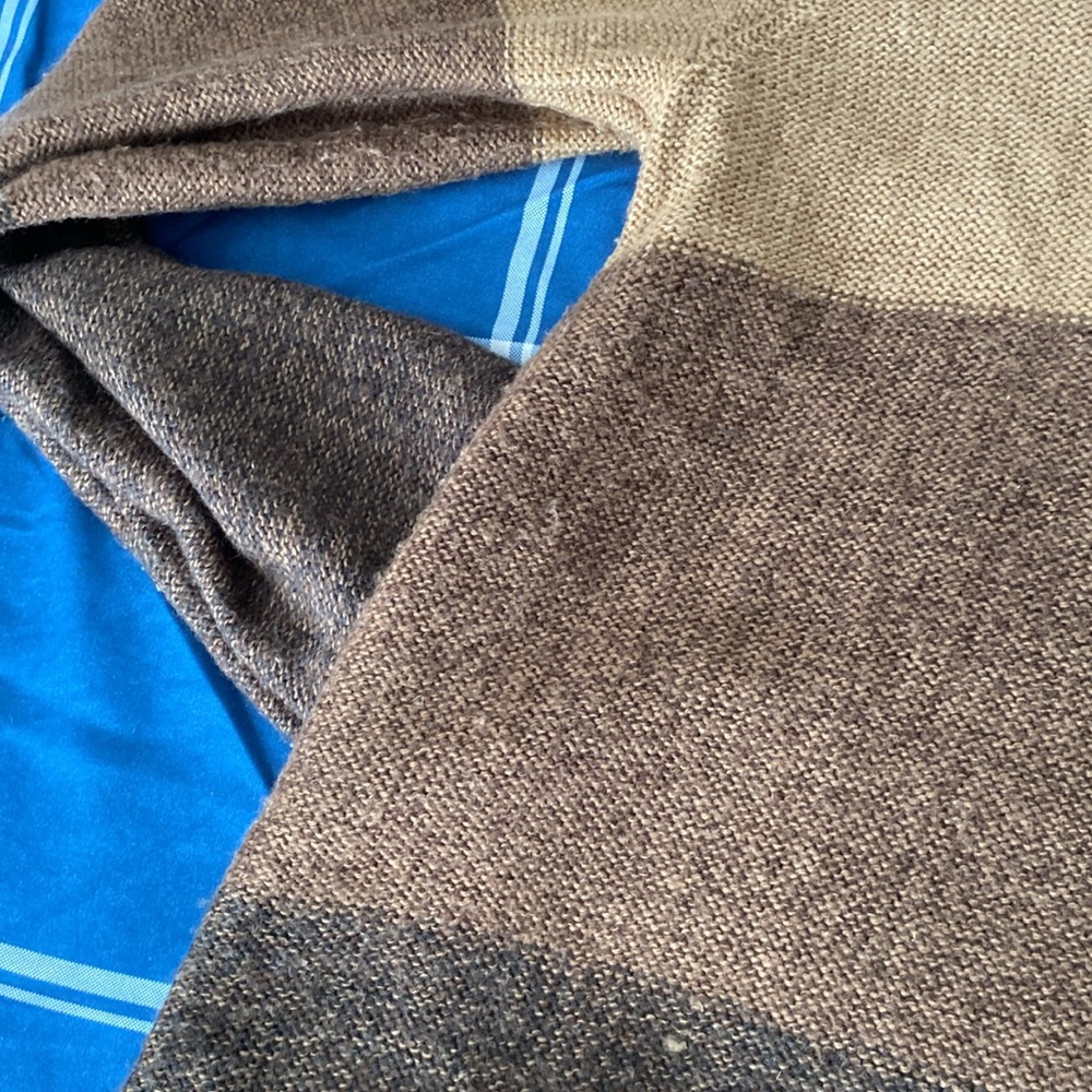 Vintage Colorblock Brown and Tan Sweater Button Down Cardigan - Picture 14 of 17